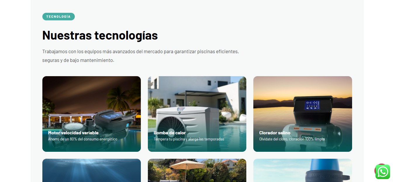 Deco Piscinas: sección de tecnologías
