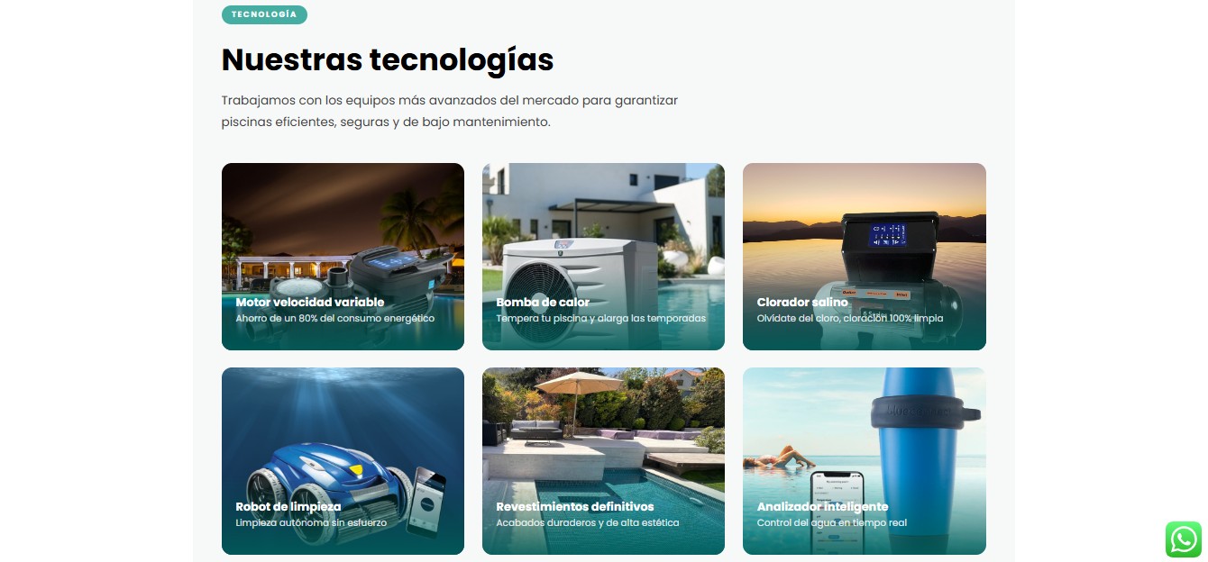 Deco Piscinas: sección de tecnologías