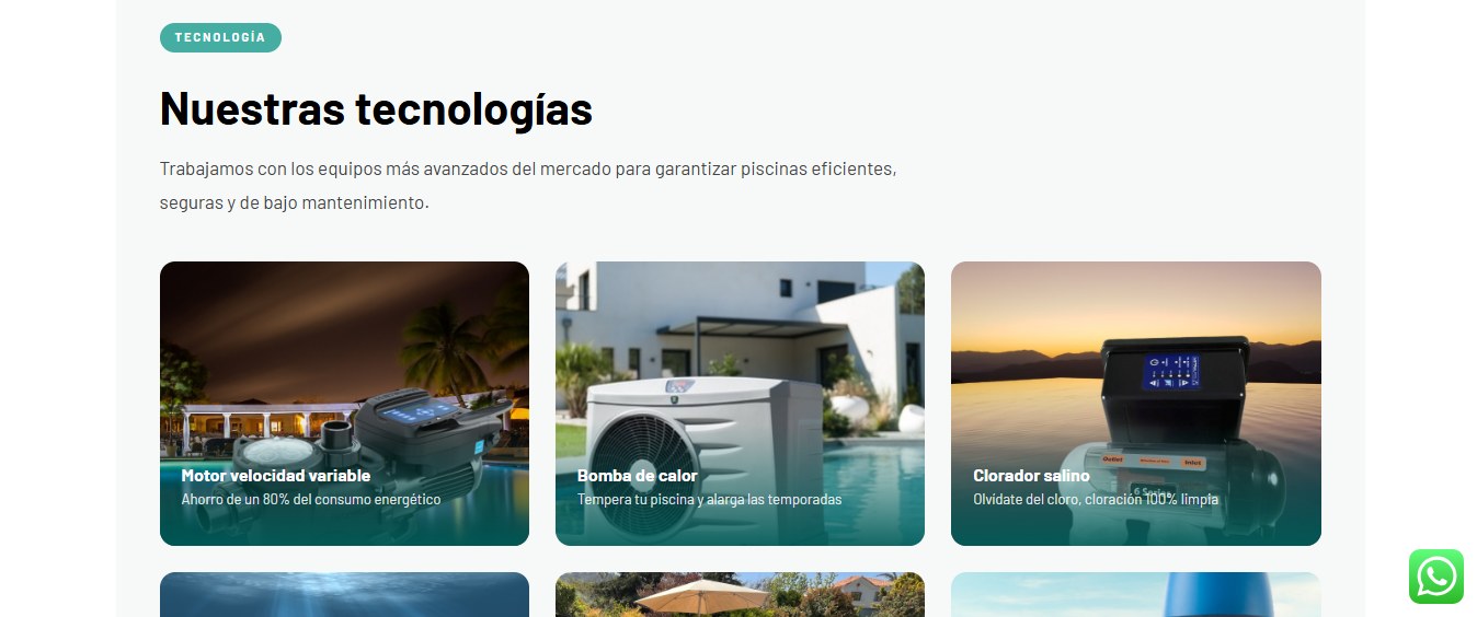 Deco Piscinas: sección de tecnologías