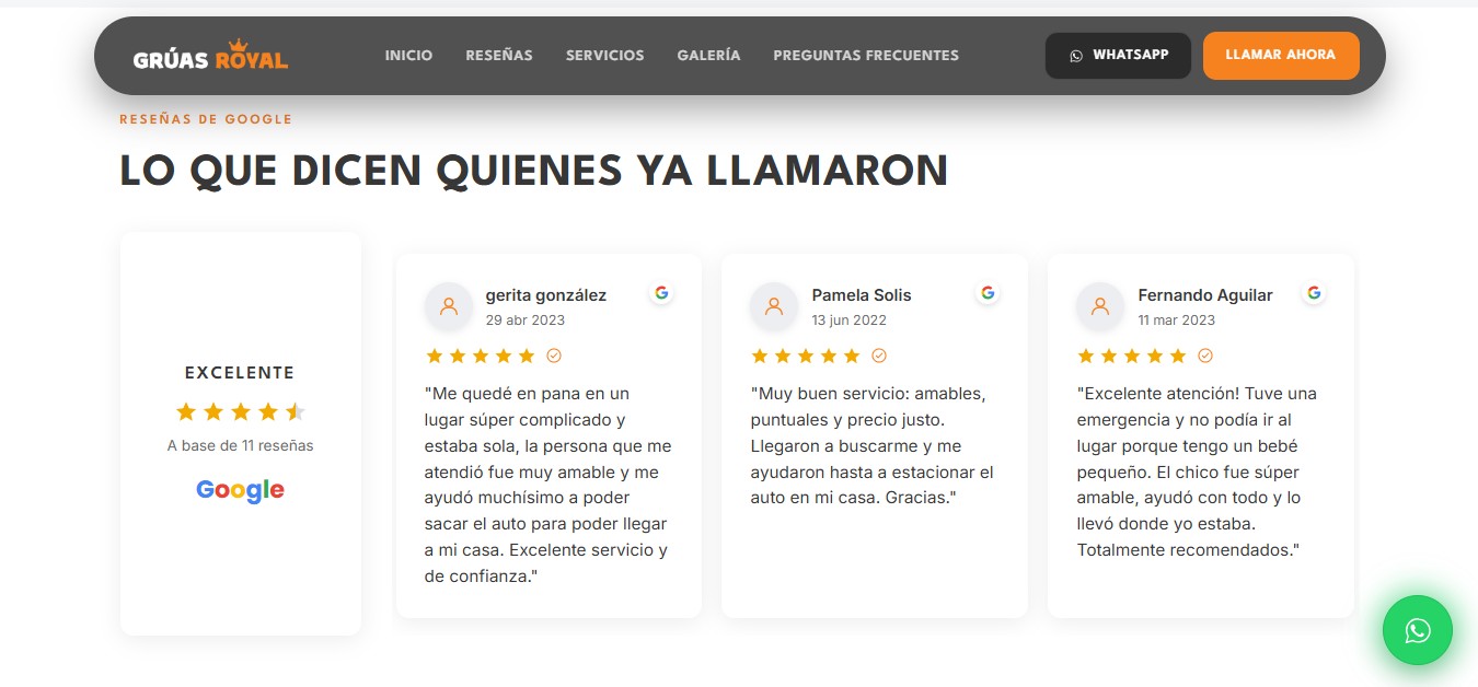 Grúas Royal: reseñas de Google