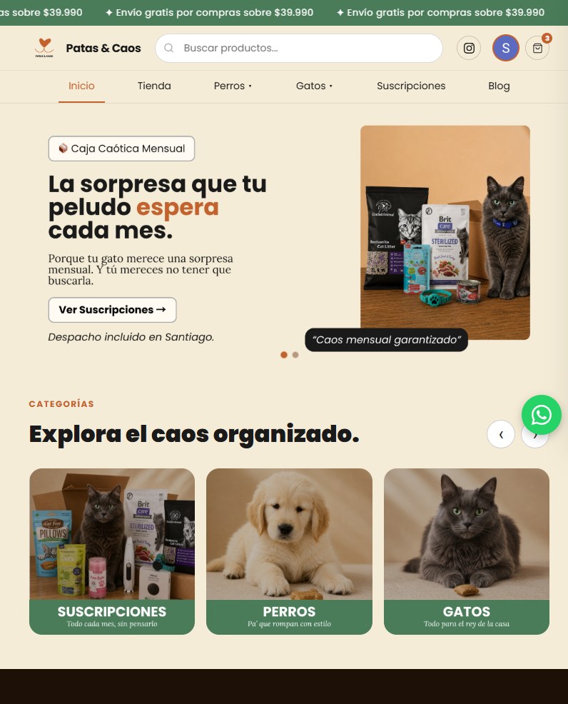 Patas & Caos: página de inicio