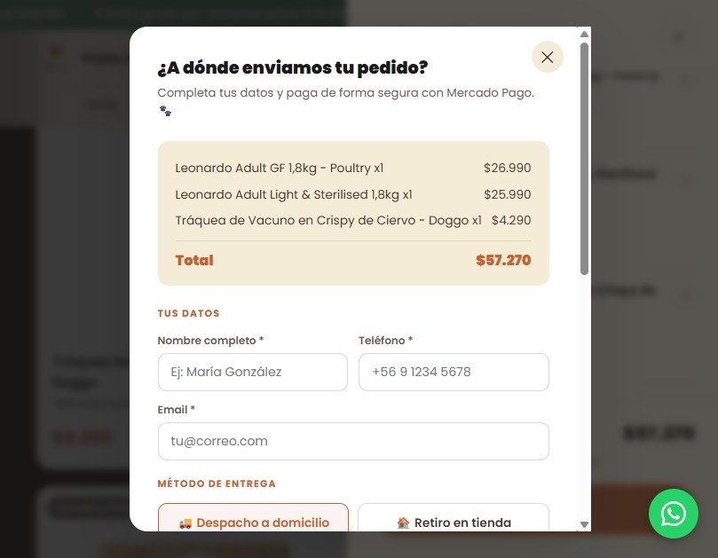 Patas & Caos: checkout
