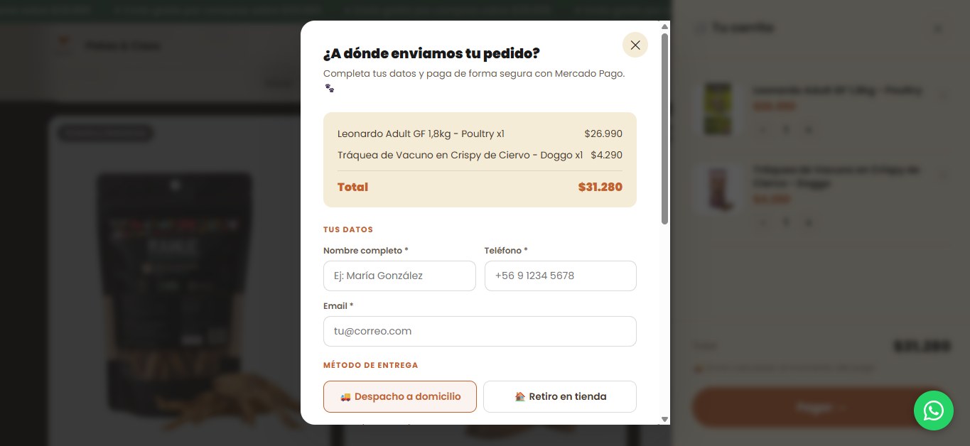 Patas & Caos: checkout
